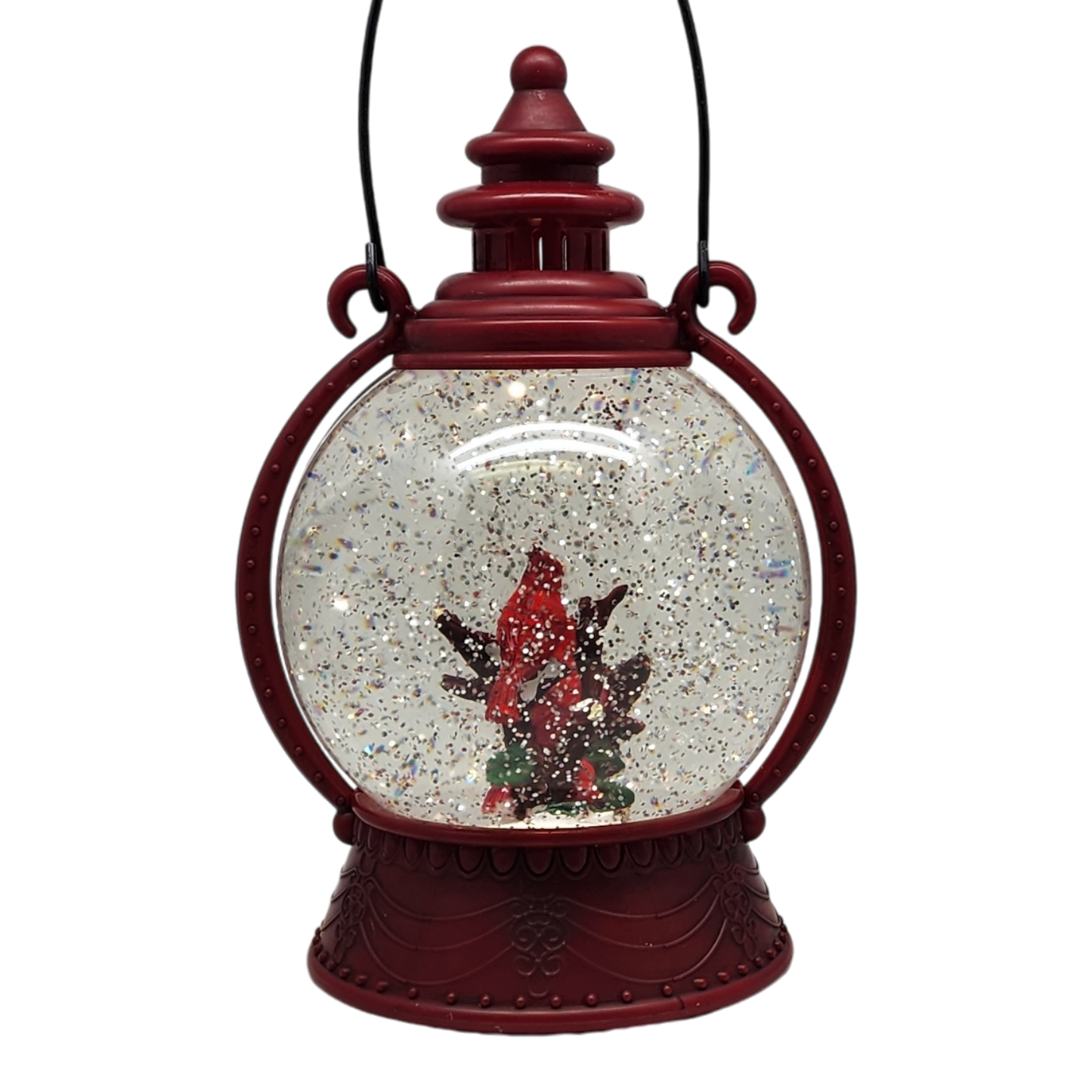 Cardinal Lighted Spinning Water Globe - On Sticks