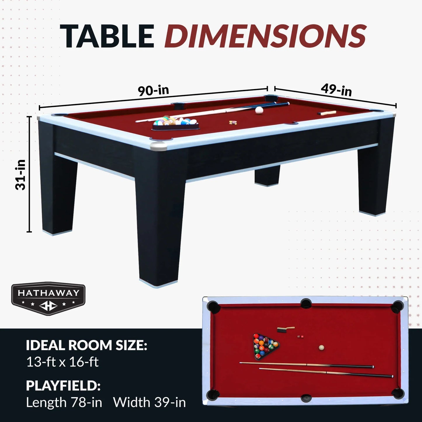 Hathaway Mirage 90-in Pool Table