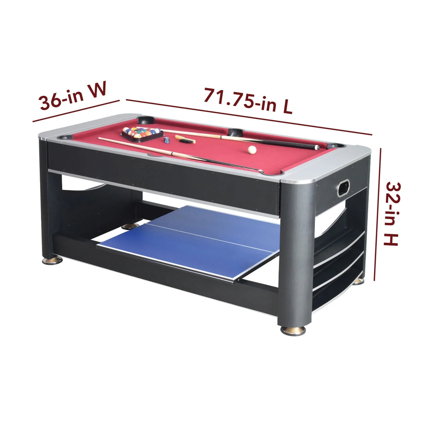 Hathaway Triple Threat 6-ft Air Hockey 3-in-1 Rotating Multi-Game Table and Cabinet