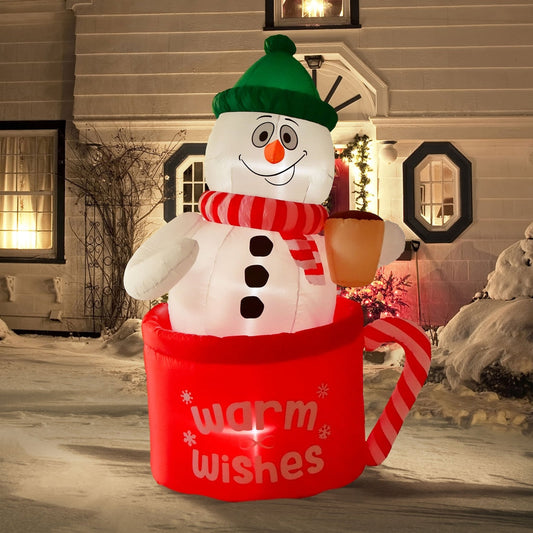 Christmas Inflatable Decoration Snowman in the Mug Cup