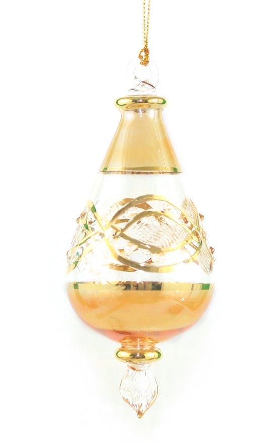 Crystal Gold Etched TearDrop - Yellow