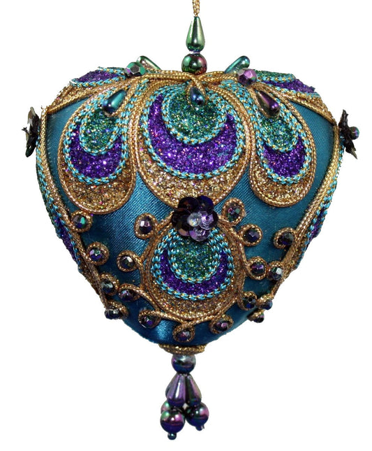 Aqua Paisley Ornament - Onion