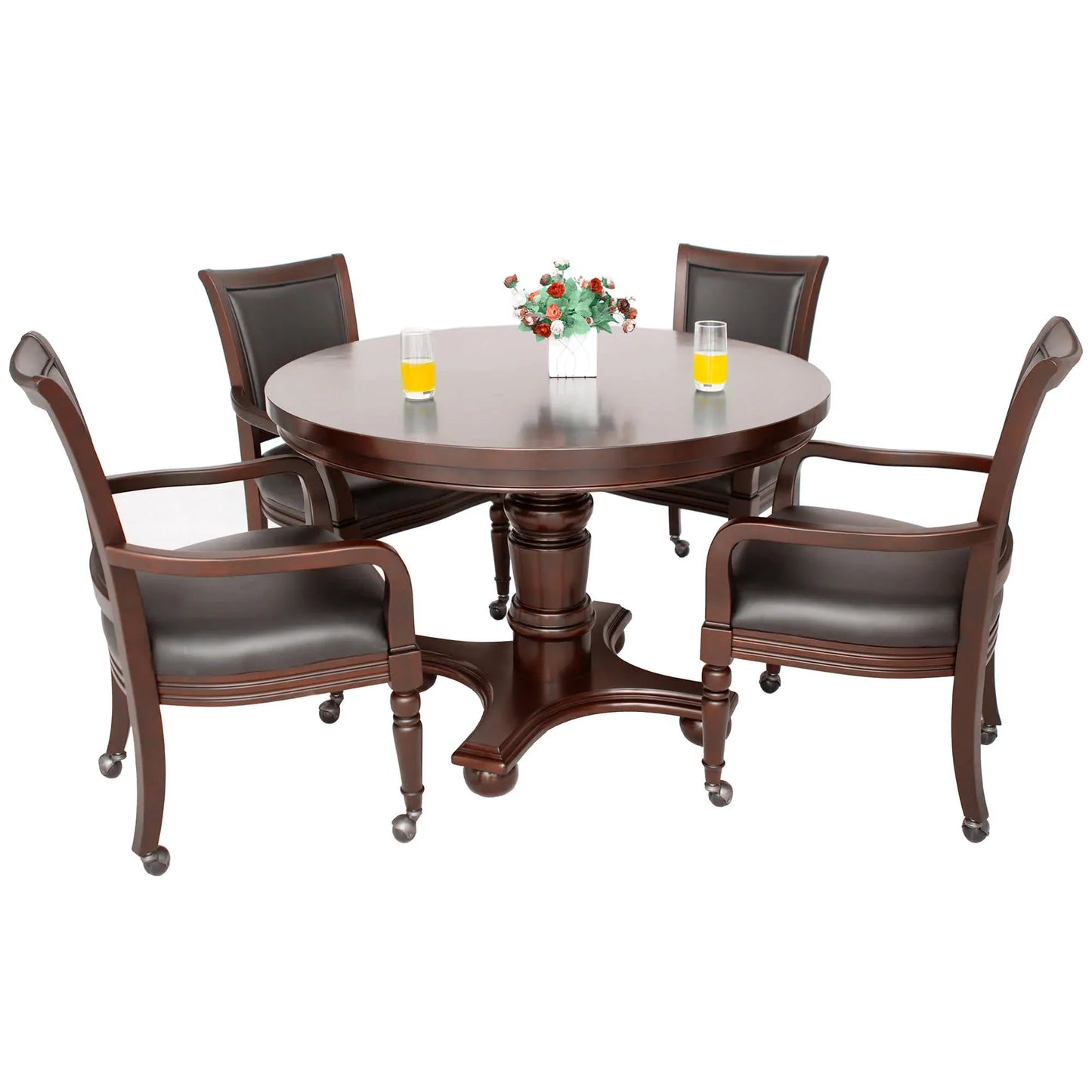 Hathaway Bridgeport 48-in Poker Table and Dining Top with 4 Arm Chairs