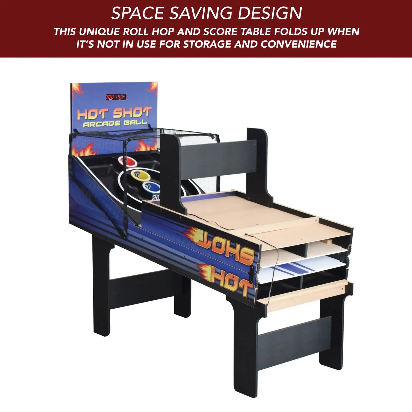 Hathaway Hot Shot 8-ft Roll Hop and Score Arcade Game Table with LED Scoring