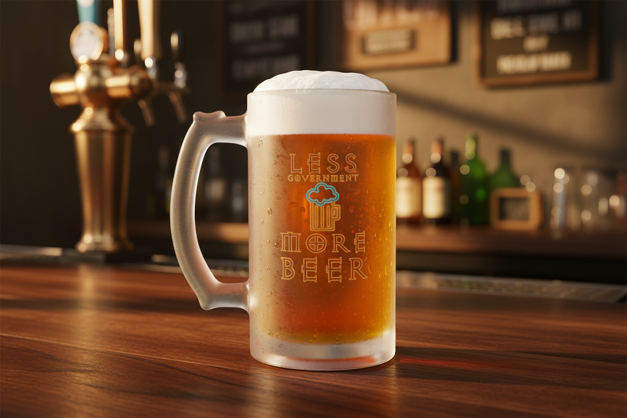Less Government More Beer Frosted Glass Beer Mug, 16oz - 4LibertyShop.com