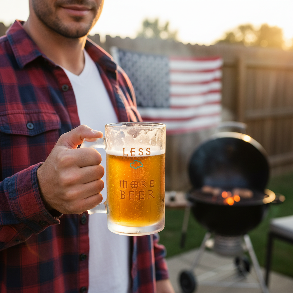 Walton & Johnson: Less Government More Beer Frosted Glass Beer Mug - 4LibertyShop.com