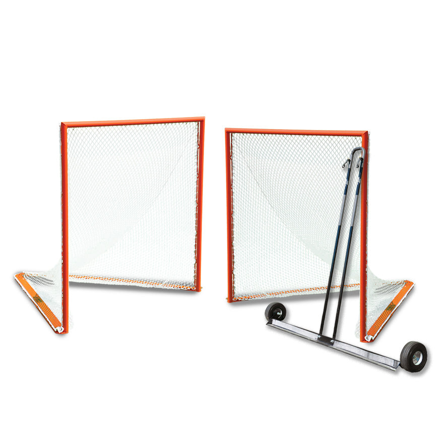 Jaypro Field Professional Lacrosse Goal Package 6x6x7 ft. - 2 Goals with Nets and Cart