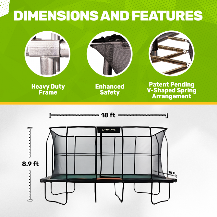 JumpKing Pro-Series 10'x18' Rectangle Trampoline
