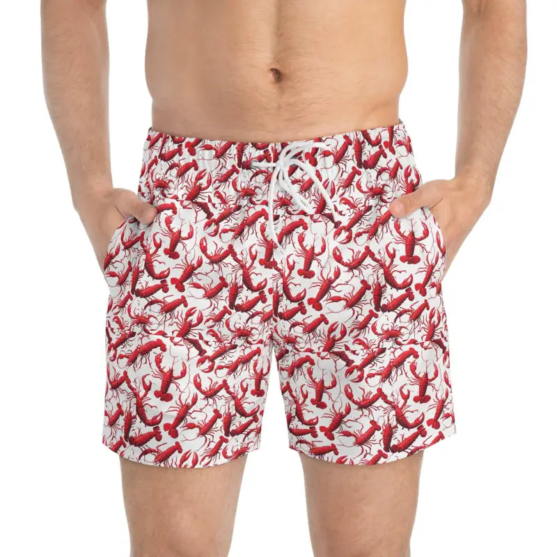 Ocean State Styles Lobster Print Swim Trunks Drawstring