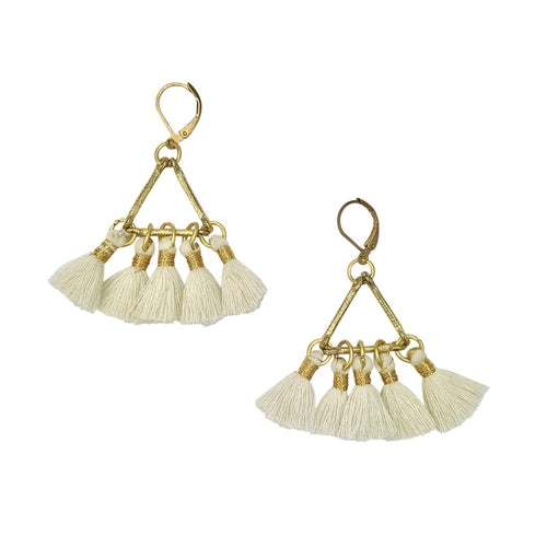 Lola Fan Tassel Earrings Boho Indian Cotton Tassels Zinc Alloy Handcrafted