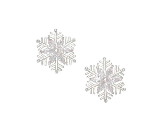 Silver Snowflake with Crystals Earrings