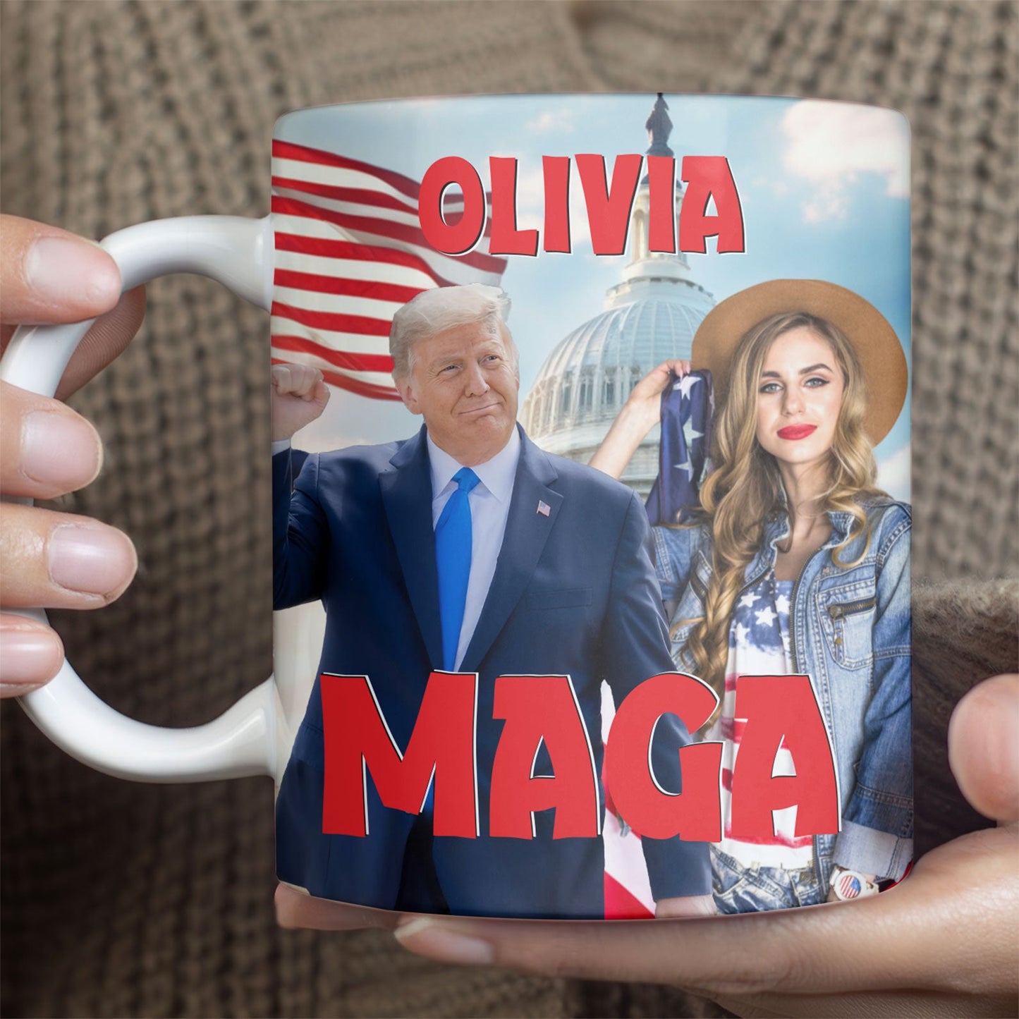 My Mom With Donald Trump Custom Photo Full Wrap Mug, Mother's Day Mug, Mother's Day Gift Ideas 682046 - GOP