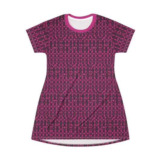 Ocean State Styles T Shirt Dress Magenta Patterned Polyester
