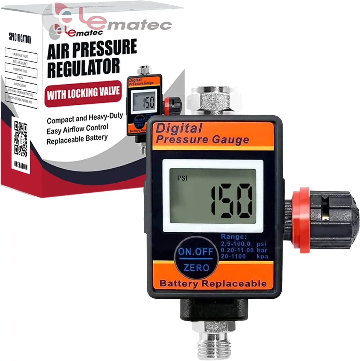 Digital Air Pressure Regulator with LCD Display - Professional 150 PSI Multi-Unit Control (DAR03B)