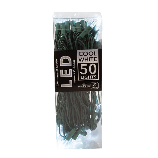 50-Light Cool White Nostalgic LED Green Wire Light Set