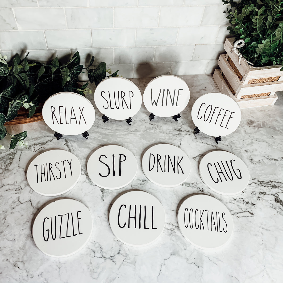 Minimalist Coasters Set - Modern Absorbent Drink Coasters for Home Decor