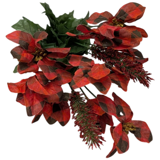 18-Inch Plaid Poinsettia Bush
