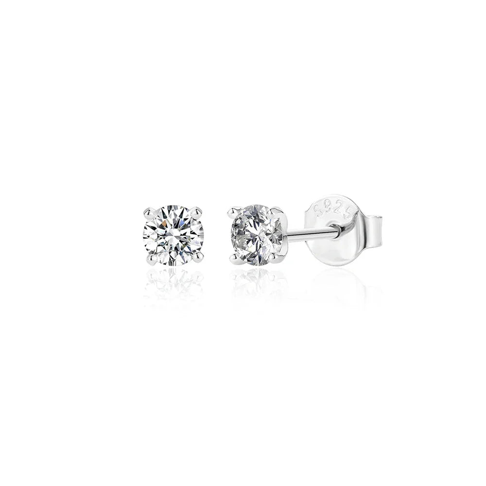 Moissanite 0.5-1.2 Ct D Color Stud Earrings 925 Sterling Silver For Women