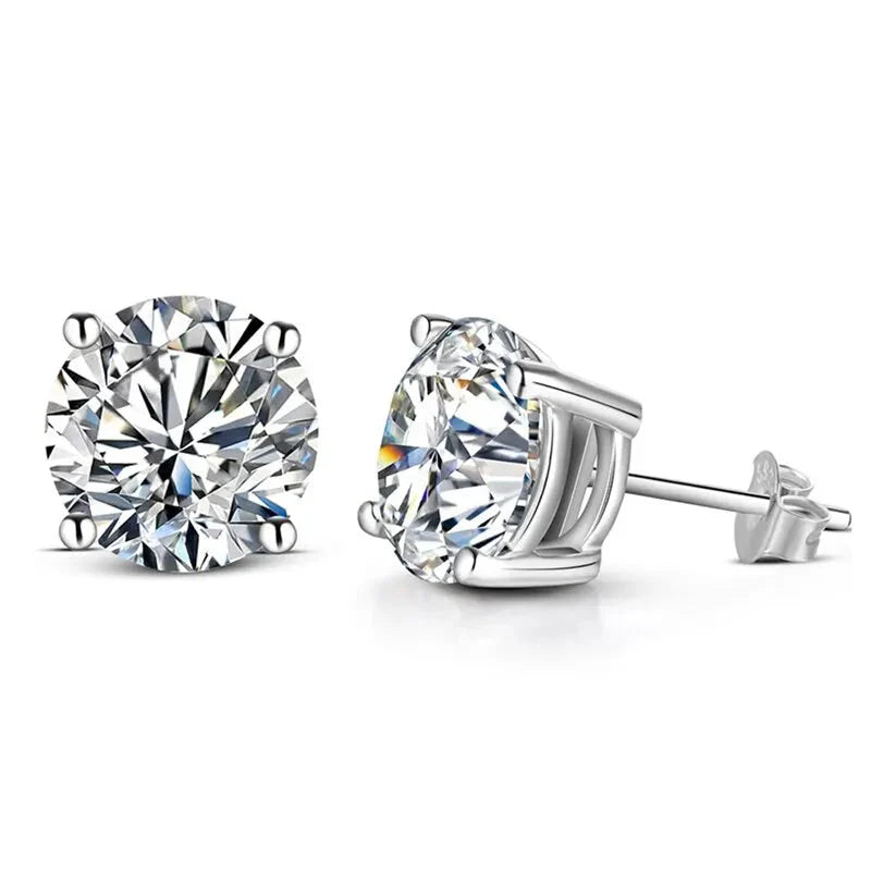 Moissanite 8mm D Color Stud Earrings 0.5-2 Ct 925 Sterling Silver Wedding
