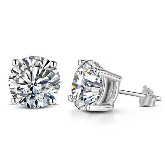 Moissanite 8mm D Color Stud Earrings 0.5-2 Ct 925 Sterling Silver Wedding