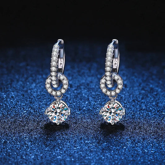 Moissanite 925 Sterling Silver Diamond Drop Earrings For Women Wedding Party