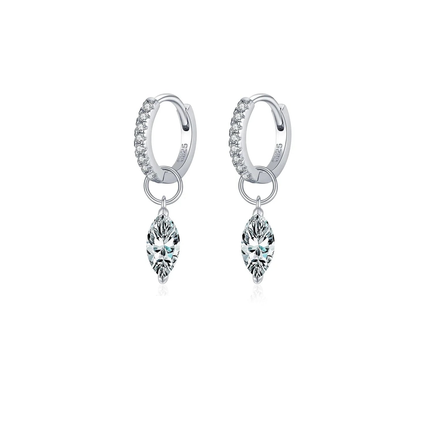 Moissanite 925 Sterling Silver Geometric Hoop Earrings For Women Fine Jewelry