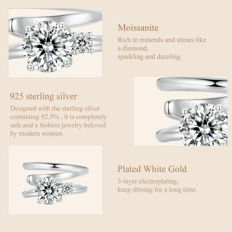 Moissanite Double Layer Clip Earring S925 Sterling Silver Mother's Day Gift