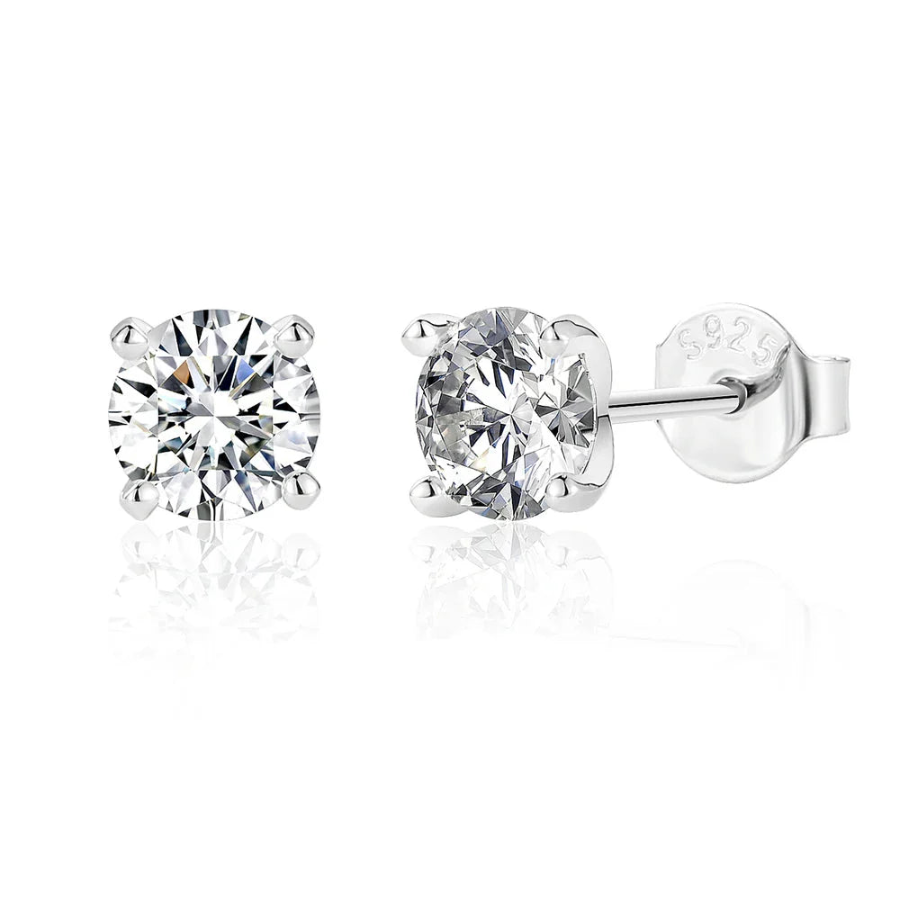 Moissanite 0.5-1.2 Ct D Color Stud Earrings 925 Sterling Silver For Women