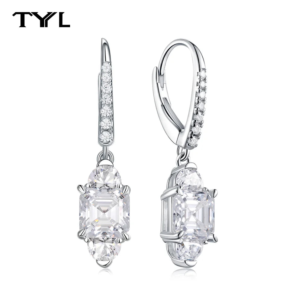 Moissanite VVS1 Drop Earrings 18K Gold Plated 925 Sterling Round Pear Square
