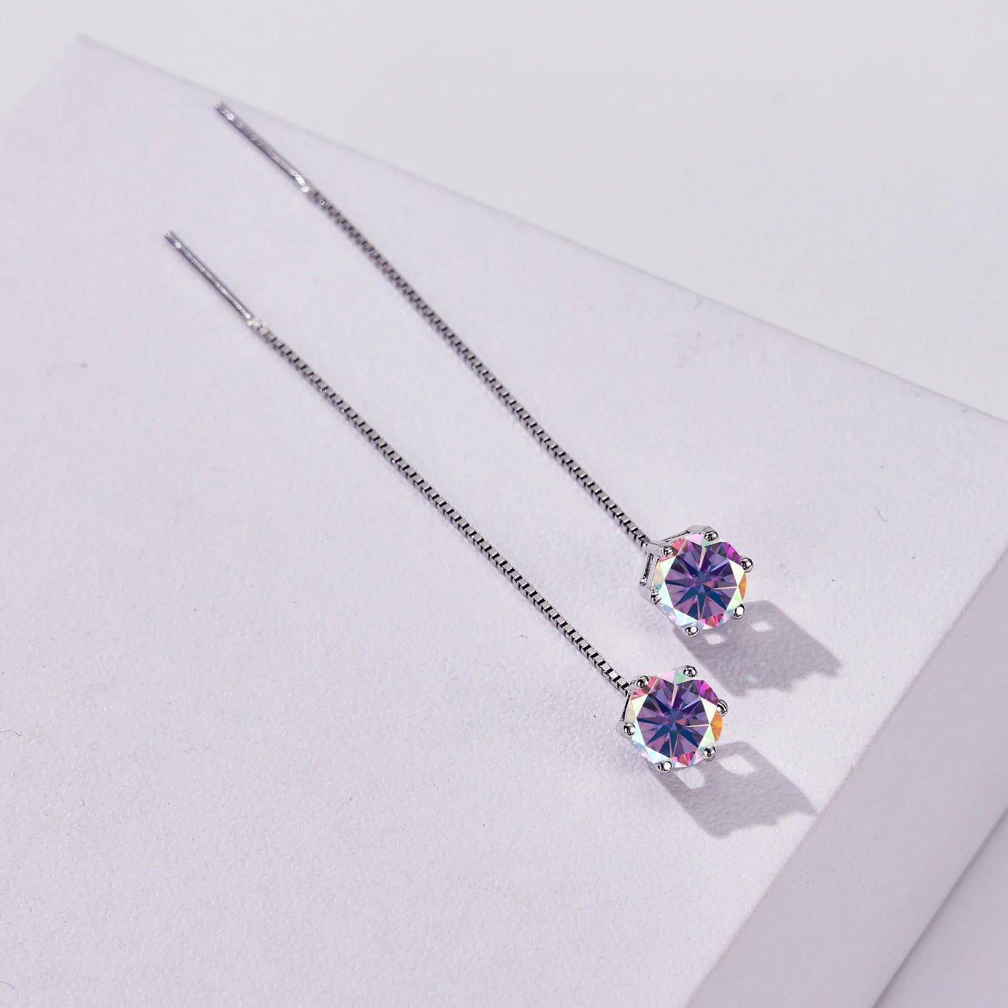 Moissanite Drop Earrings 5-6.5mm Sterling 925 Silver Solitaire Dangle Gift