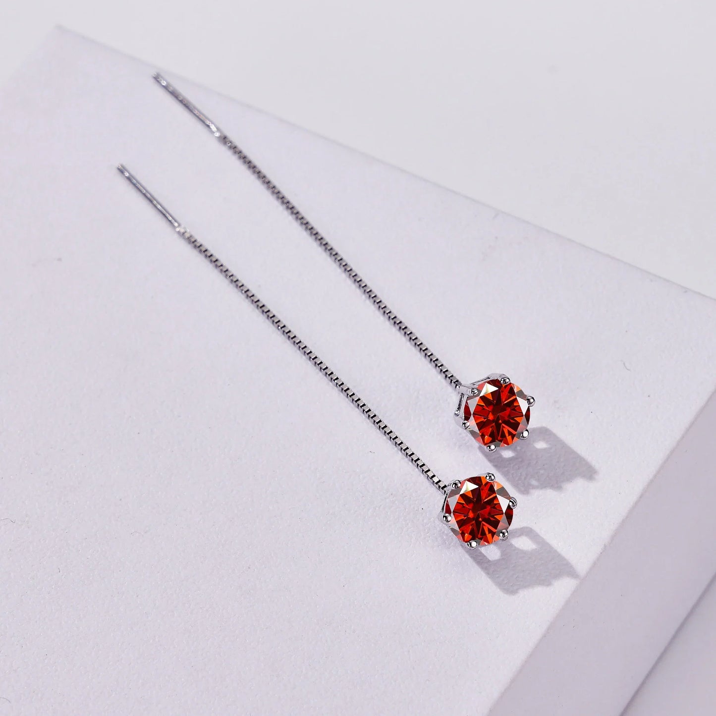 Moissanite Drop Earrings 5-6.5mm Sterling 925 Silver Solitaire Dangle Gift
