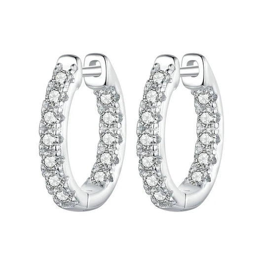 Moissanite Gold Hoop Earrings 925 Sterling Silver D-Color Round Hypoallergenic