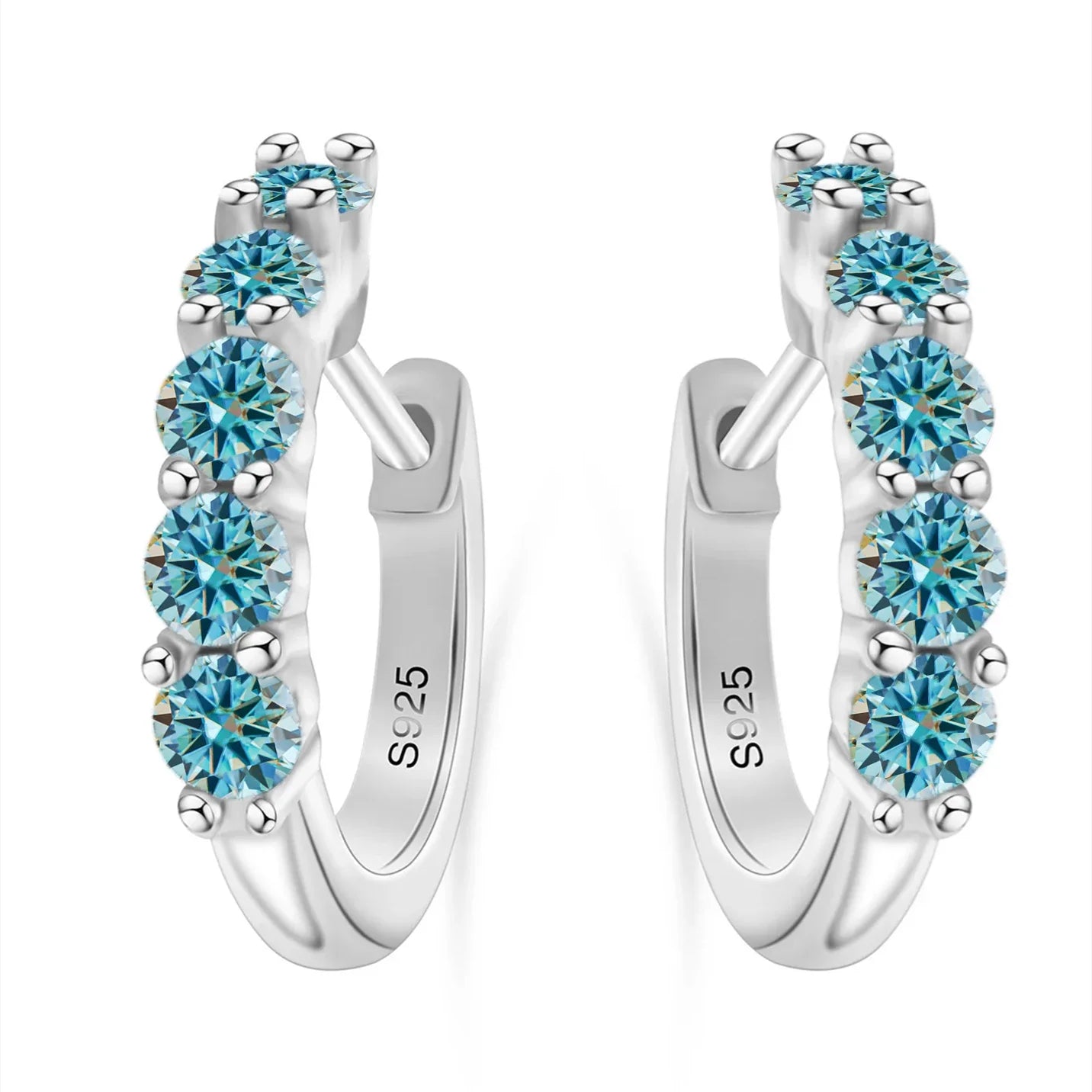 1ct D Color 3mm Moissanite Hoop Charm Earrings 925 Sterling Silver Women