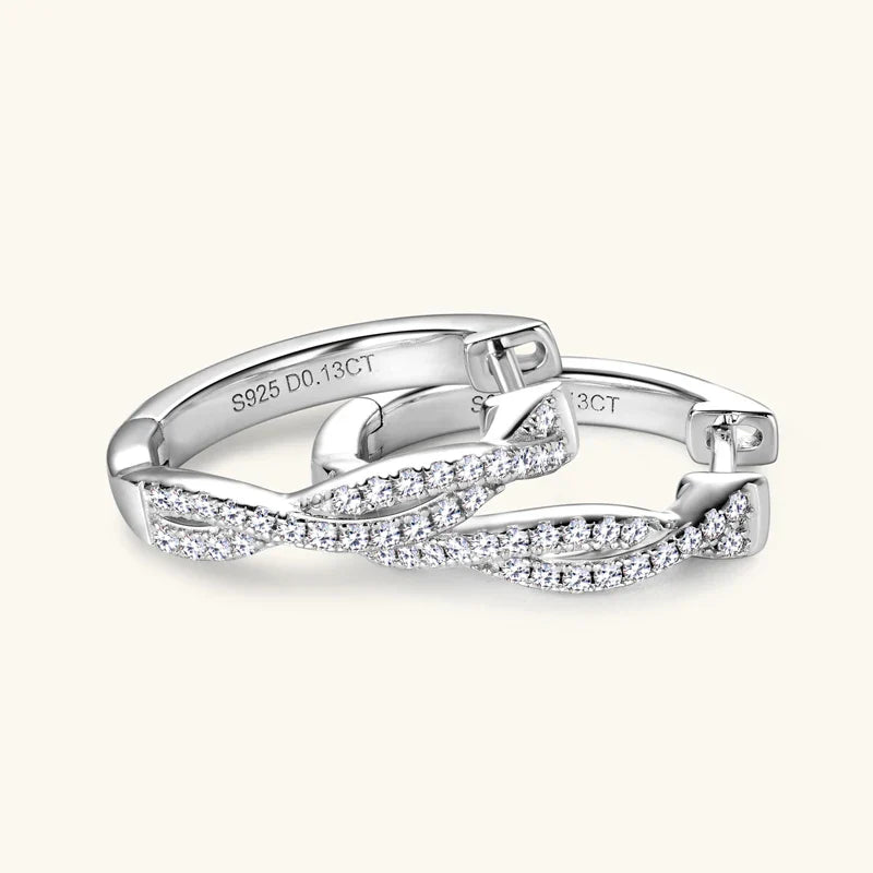 Moissanite Hoop Earrings 925 Sterling Silver Twist Small Hoops For Women