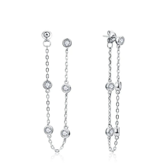 Moissanite Round Stud Earrings 3.5mm D/VVS1 Sterling 925 Silver Drop