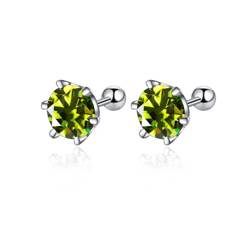 Moissanite Screw Stud Earrings 0.5-2ct D Color 925 Sterling Silver Wedding Studs