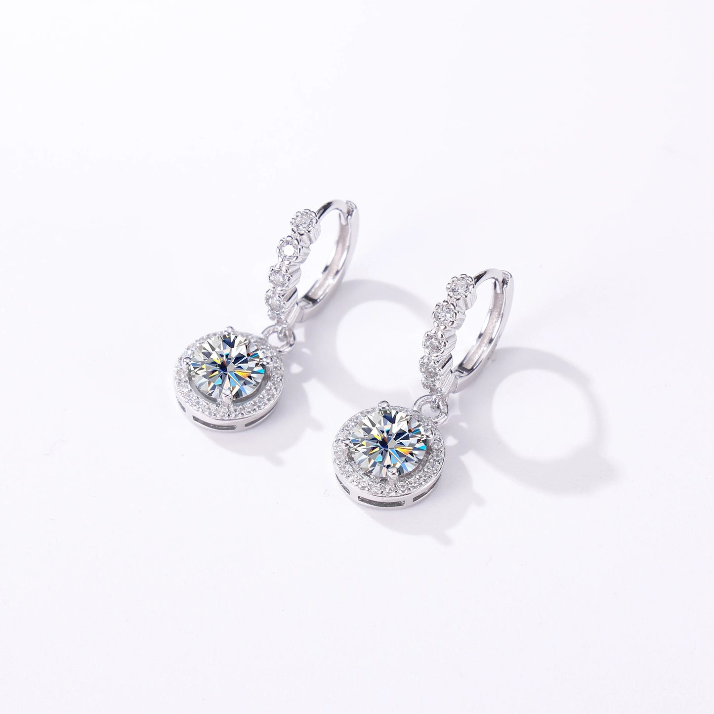 Moissanite 925 Sterling Silver Round D Color Drop Earrings Valentine's Gift