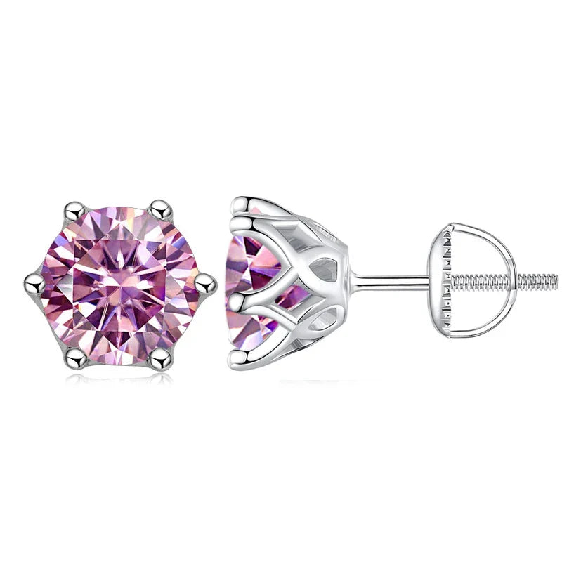 Moissanite Stud Earrings 0.5-2CT Screw Back S925 Sterling Silver 18K Plated