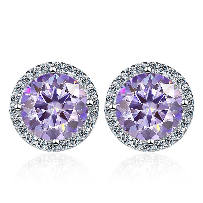 Moissanite Stud Earrings 0.8ct D Color 925 Sterling Silver 18K White Gold