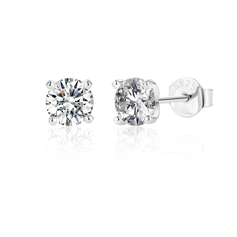 Moissanite 0.5-1.2 Ct D Color Stud Earrings 925 Sterling Silver For Women