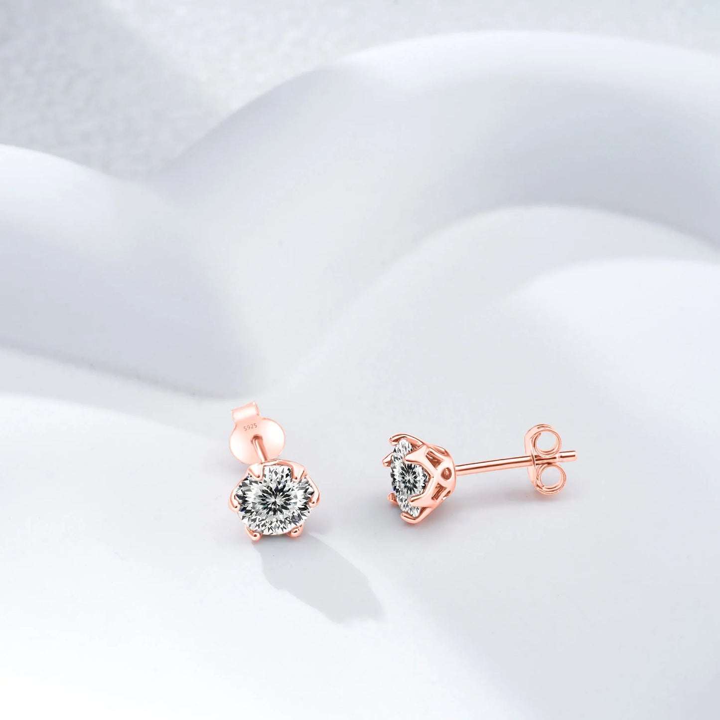 Moissanite Stud Earrings 0.5-2 CT 925 Sterling Silver Rose Gold Plated Gift