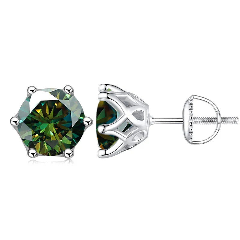 Moissanite Stud Earrings 0.5-2CT Screw Back S925 Sterling Silver 18K Plated
