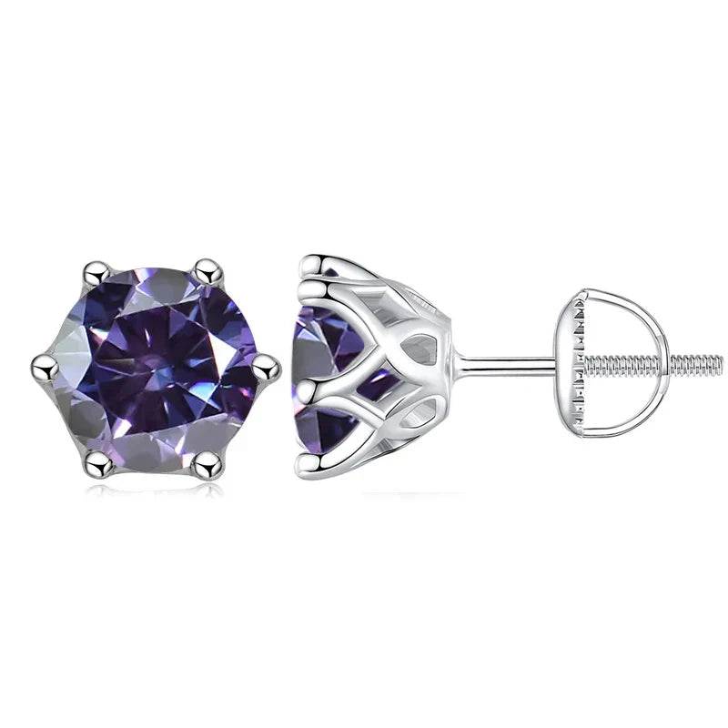 Moissanite Stud Earrings 0.5-2CT Screw Back S925 Sterling Silver 18K Plated