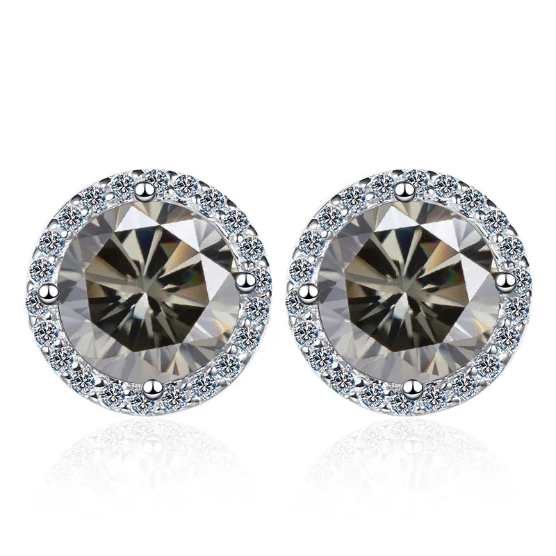 Moissanite Stud Earrings 0.8ct D Color 925 Sterling Silver 18K White Gold