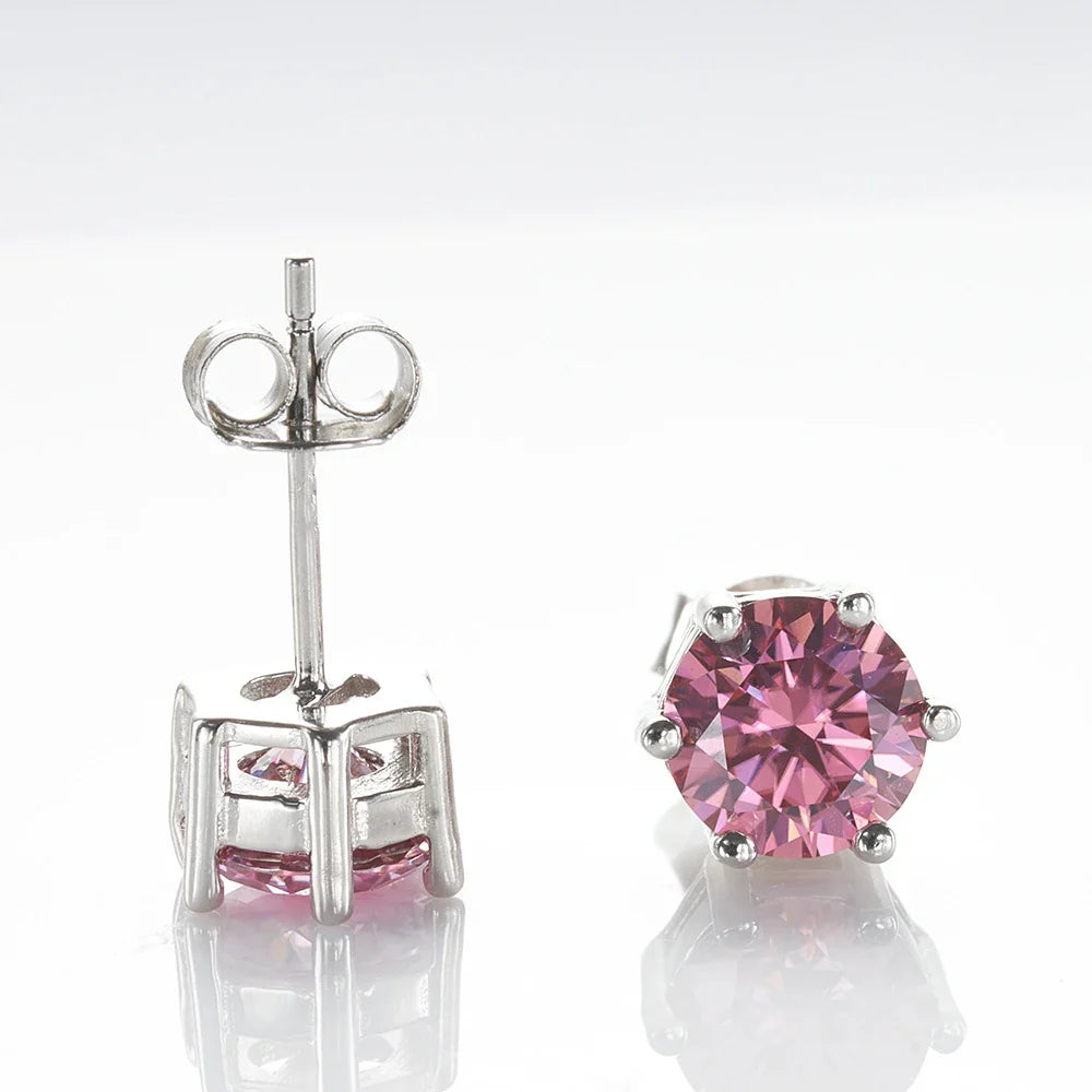 Moissanite Stud Earrings 1-6ct GRA Certified 21 Colors 925 Sterling Silver