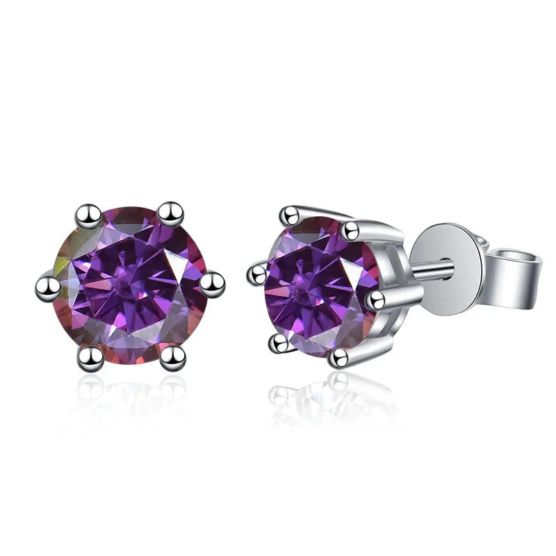 Moissanite Stud Earrings 1-6ct GRA Certified 21 Colors 925 Sterling Silver