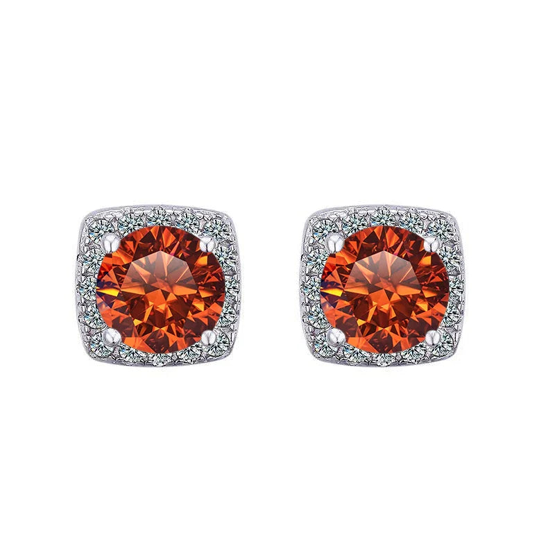 Moissanite Stud Earrings 925 Sterling Silver Round Cut Classic Women's Jewelry