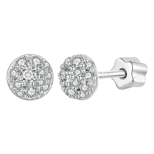 Moissanite Stud Earrings 925 Sterling Silver Hemisphere Dazzling For Mom