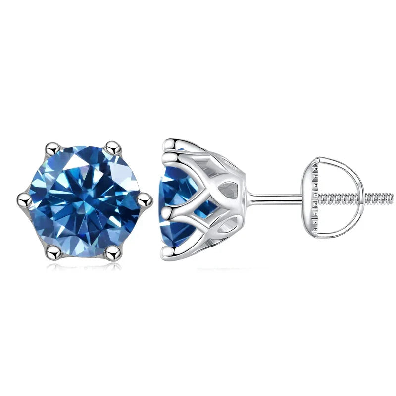 Moissanite Stud Earrings 0.5-2CT Screw Back S925 Sterling Silver 18K Plated