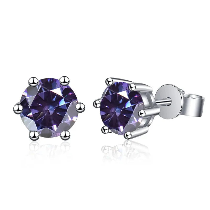 Moissanite Stud Earrings 1-6ct GRA Certified 21 Colors 925 Sterling Silver